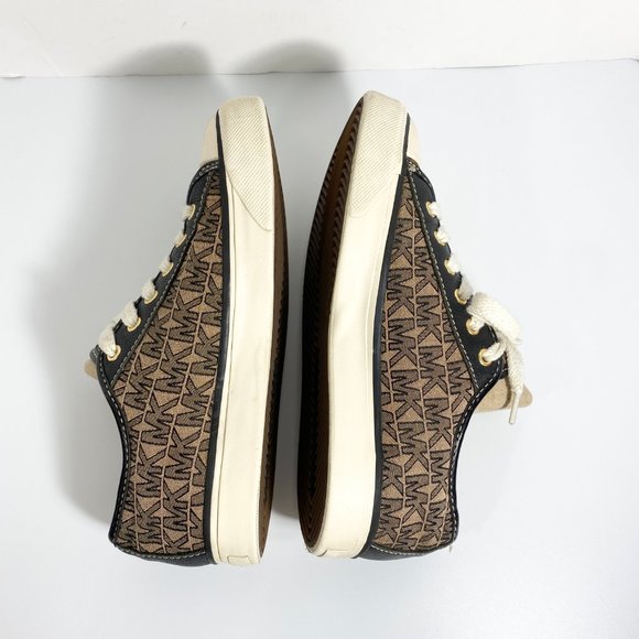 Michael Kors MK logo Leather & Jacquard Cap Toe City Sneaker - Picture 5 of 10